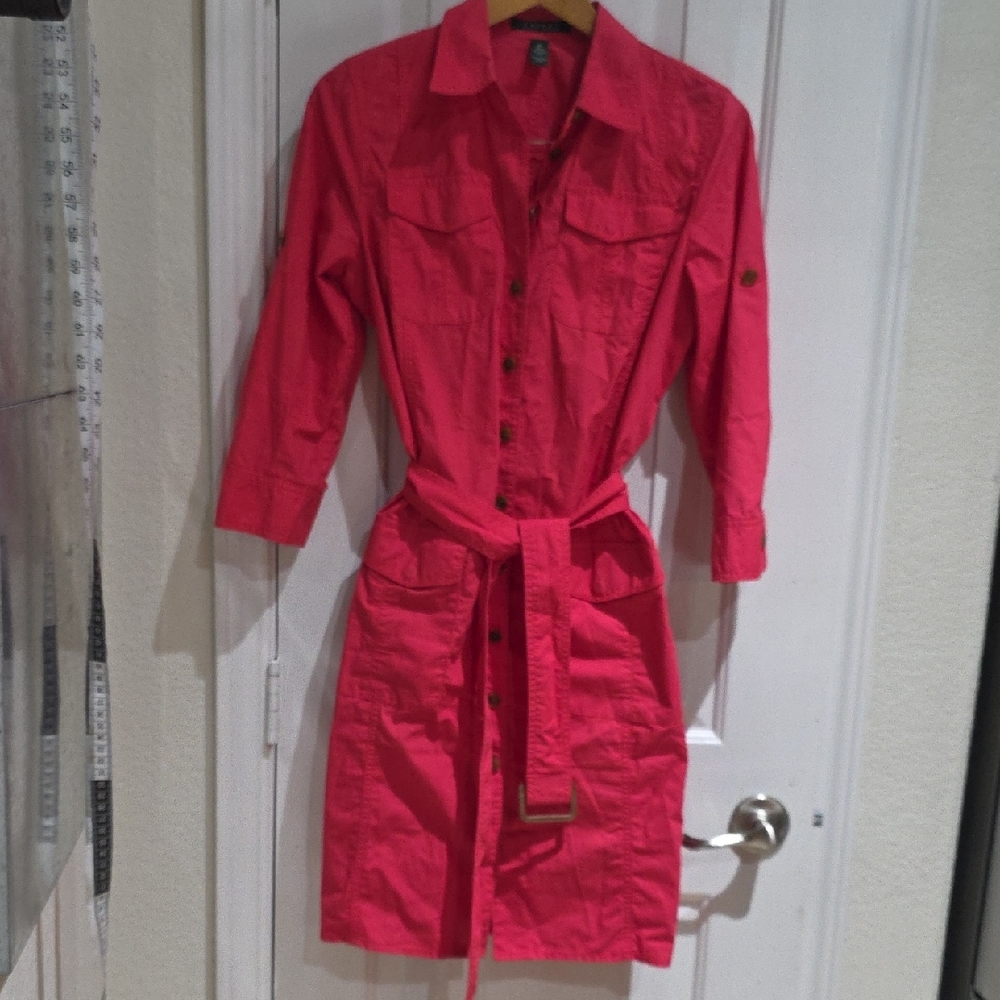 Lauren RL  Cottob Pink Button-Up Shirt Dress Size 8P